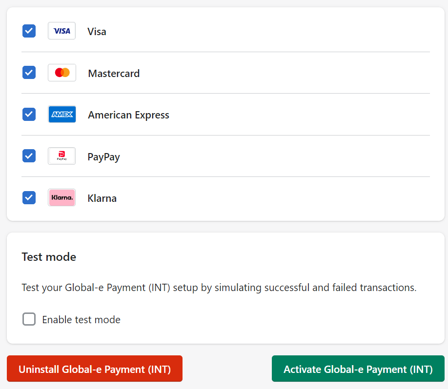 Activate Global-e Payments